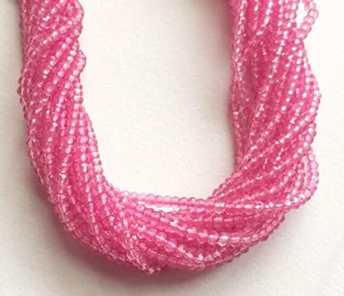 BEADS GEMSTONE 1 Strand Natural Pink Coated Quartz Beads, Pink Quartz Micro Faceted Rondelle Beads, Pink Quartz Necklace, 3mm, 13 Inch Code-HIGH-16909
