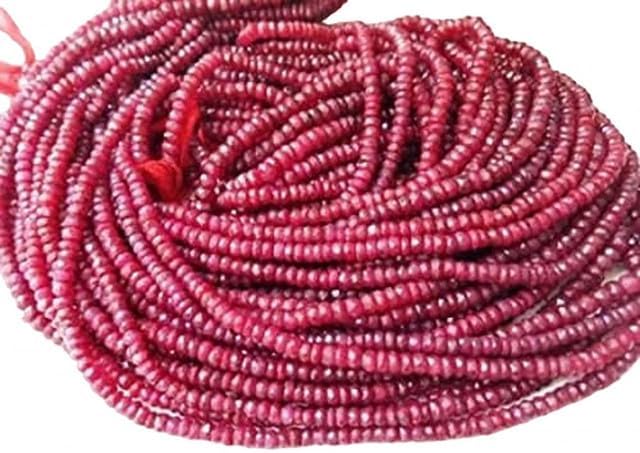 Natural Ruby 3mm-4mm Faceted rondelle Loose Gemstone Beads 13