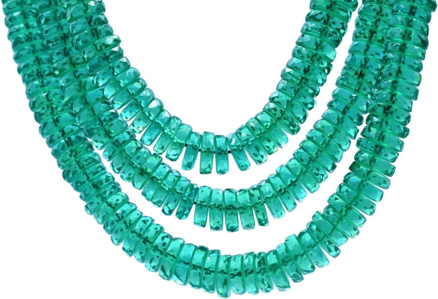 Natural Bangkok Faceted Heishi Beads, Teal Green, 6-7 mm, Tire Shape
