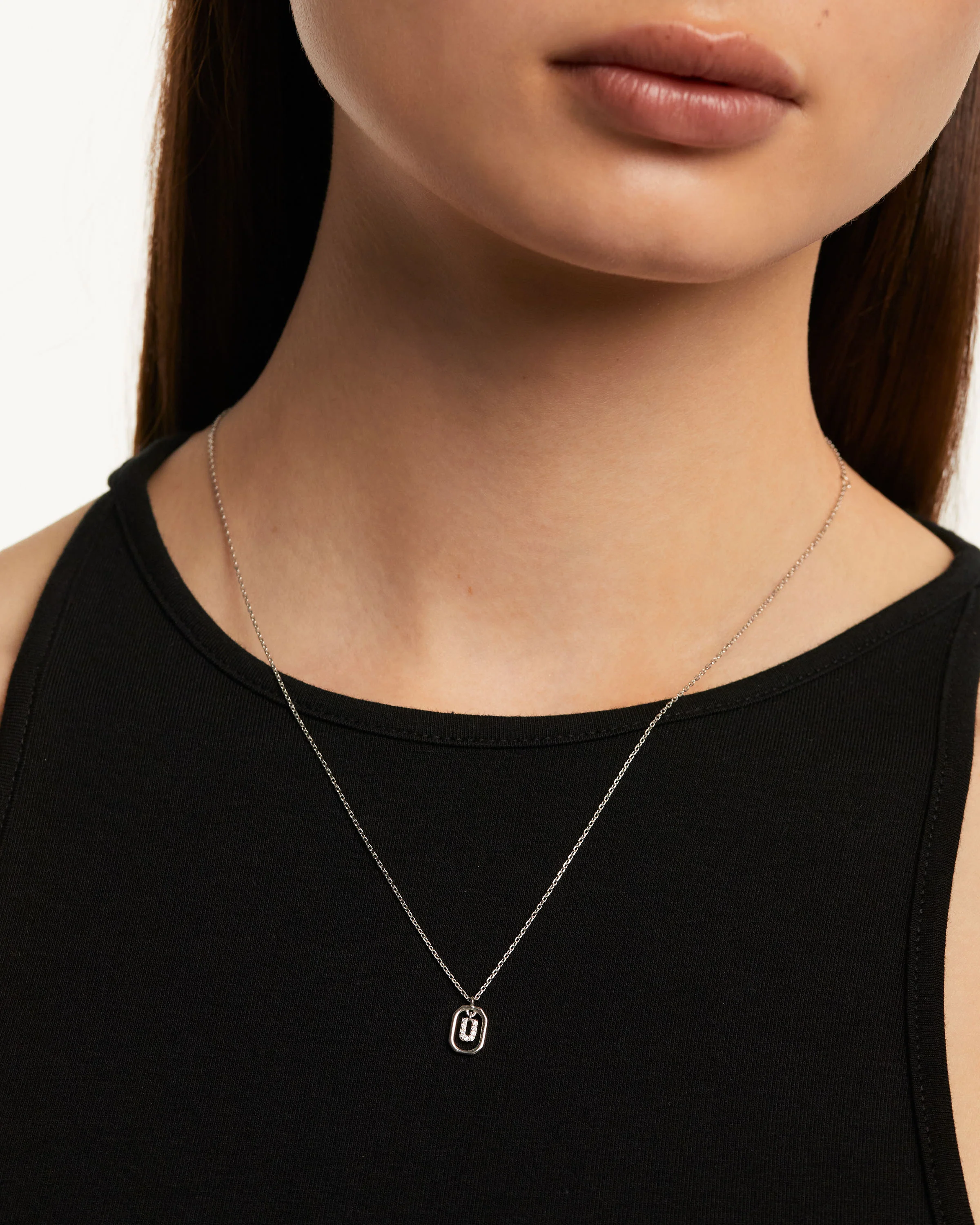 Mini Letter U Silver Necklace
