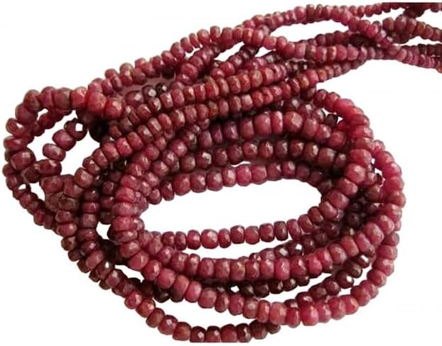 Natural Ruby Beads, Micro Faceted Rondelle Beads, 5mm to 3mm Beads 19