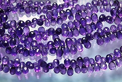 8 inch Strand of Natural Amethyst 8-10mm Drop Faceted briolette Beads for DIY Jewelry Making. |BRIO_00154