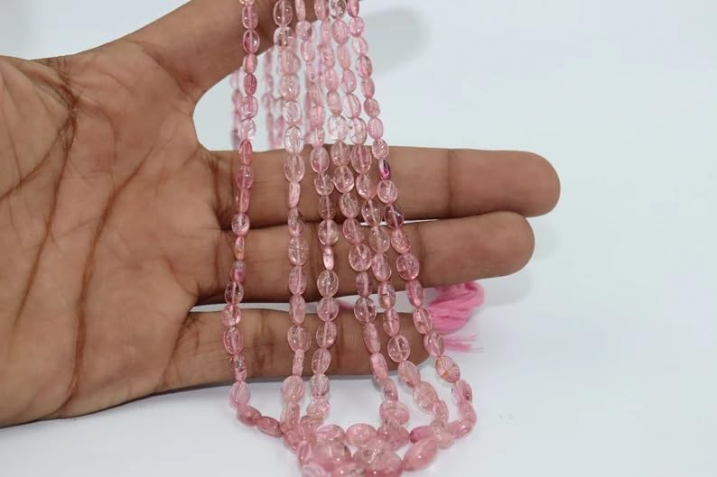 Natural Rubellite Smooth Oval Shape Beads 4x6mm AAA Quality Tourmaline Smooth Oval Bead Wholesale Beads for Making Jwelery