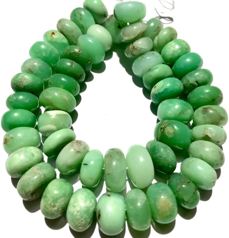 Natural Chrysoprase Stone Roundelle Smooth Beads 15-17 MM 19 inch Long String Jewelry Making Gemstone Beads for Necklace Bracelet