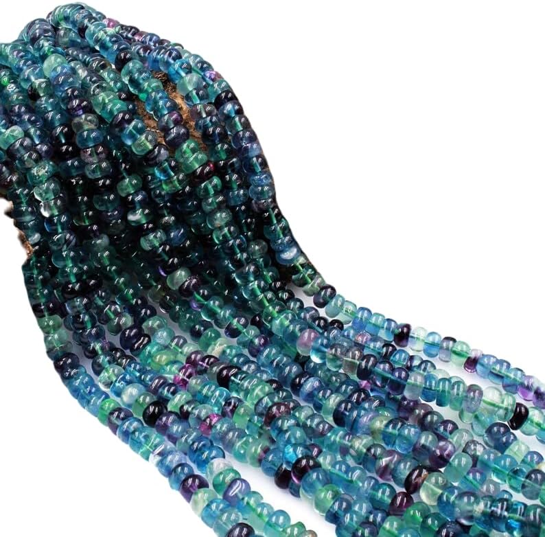 13 inch Strand of Natural gem Fluorite, 8mm rondelle Smooth Beads for DIY Jewelry Making. | Beads_03440, as per photo