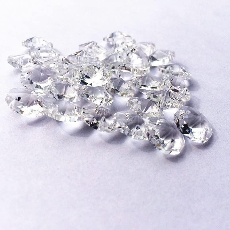 1500pcs/lot 12mm Octagon Glass Beads In Two Holes Crystal Chandelier Beads For Wedding Garland Strands