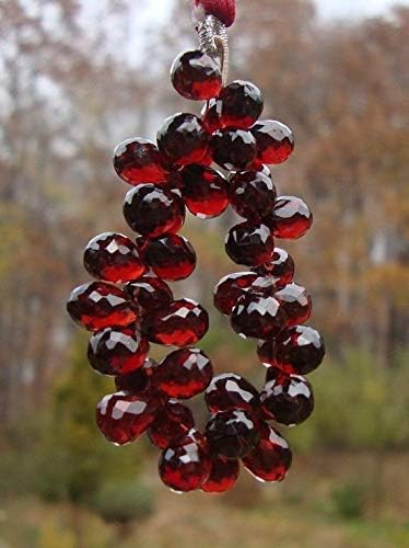 6-7x4mm, 3.5 Inch Strand, Nice Micro Faceted Mozambique Garnet Teardrop Briolette Code-HIGH-61857