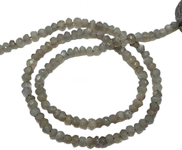 4mm Grey Moonstone Beads, Micro Faceted Rondelles Beads, Gemstone Beads 13.5 Inch lot of 10 Strands CHIK-STRD-95113