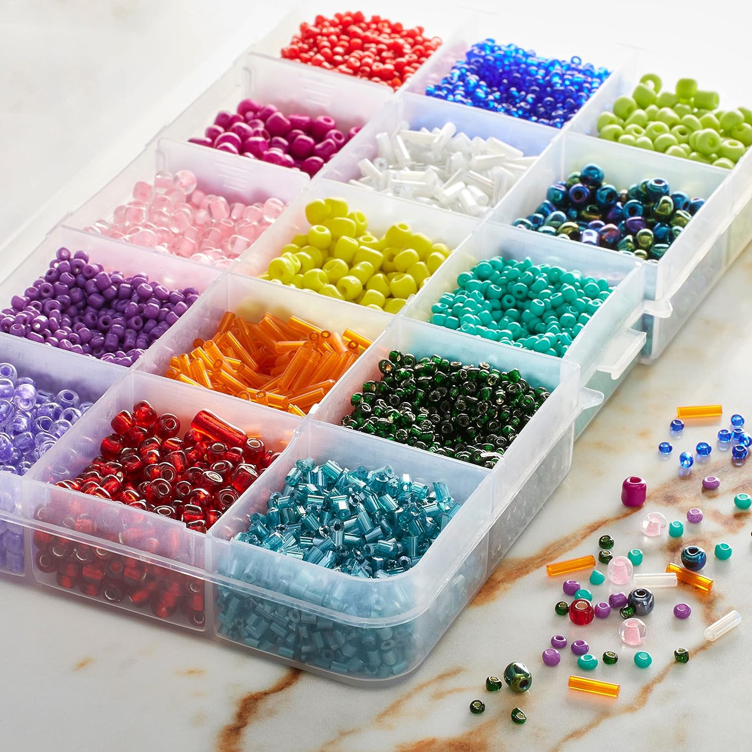 Bead Landing Rainbow Mix Glass Seed Beads, 6 Pack