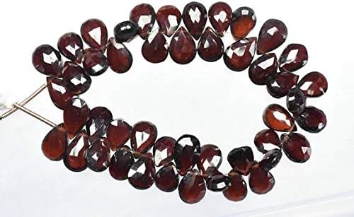 6 Inch 7x10-8x10mm Natural Red Garnet Faceted Pear Shape Briolette Beads Strand Code-HIGH-59073
