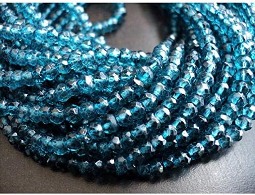 10 Strands, Wholesale Blue Coated Quartz Rondelles, Micro Faceted Beads, Rondelle Beads, 4mm Beads, 14 Inches Each
