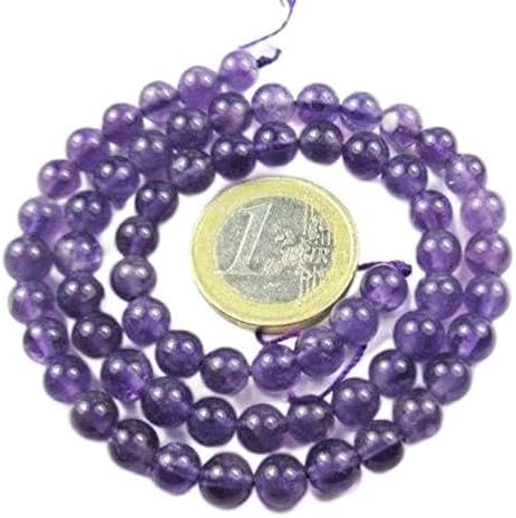 1 Strand African Amethyst Round Ball Smooth 350 Pieces Strand Gemstone Beads, Jewelry Supplies for Jewelry Making, Bulk Beads, for Meditation Jewellery for Reiki Healing Mystic Gemstone 5mm