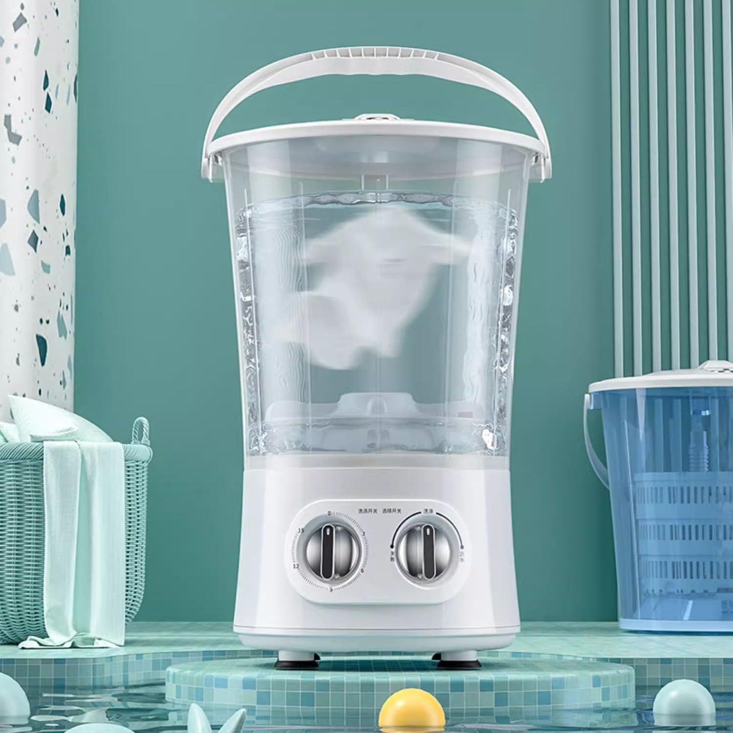 Generic Small Portable Washer, Washing Machine for Household Use, Mini Washer for Baby Clothes, Underwear or Small Items, Apartment, Dorm,RV