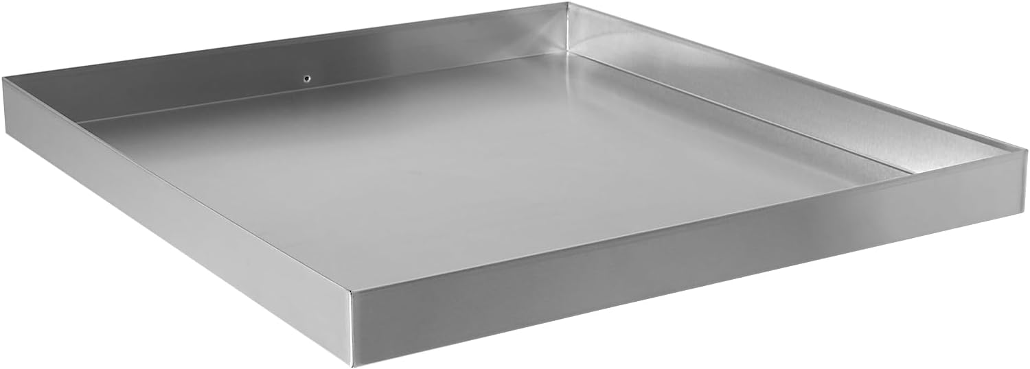 28 X 30 X 2.5 Inch Washing Machine Drain Pan with Hole, 304 Stainless Steel Under Washer Machine Drip Pan with Hose Adapter, Drain Pan for Washer Dishwasher HVAC Dryer Water Heater