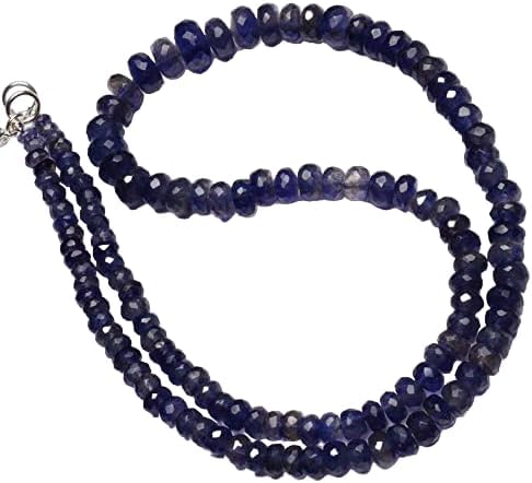 Hand_Crafted 18 Inch Natural Iolite 4-8 mm rondelle Faceted Beads for Jewelry Making YO-NECK-18999