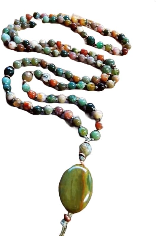 Natural Multi color Fancy Jasper 8mm 108 Mala Beads, Spiritual, Meditation Beads, Reiki, Japa Mala, Buddhist Prayer Beads, Yoga Bracelet, healing beads LKMALA-RRGU-1497