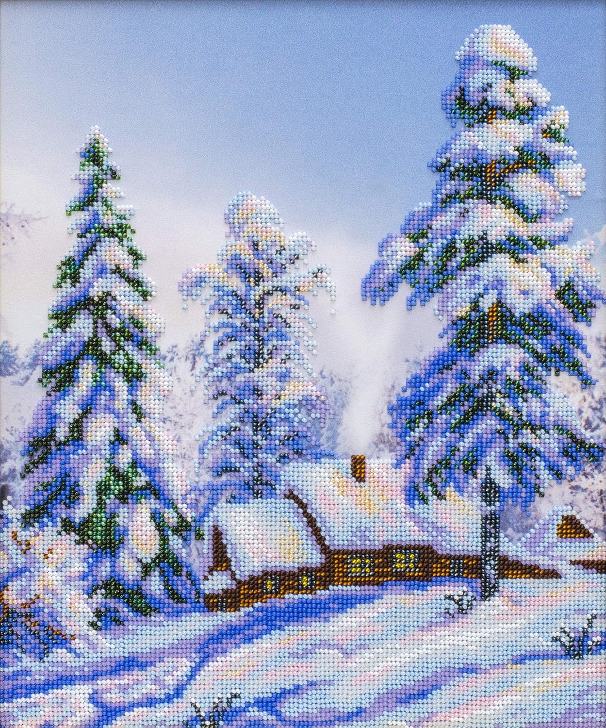 Snowy Winter; Bead Embroidery kit; Beaded Cross Stitch; Contemporary Embroidery; 100% Glass Seed Beads Preciosa; Needlepoint; Handcraft; Tapestry kit; Needle Arts; Decor
