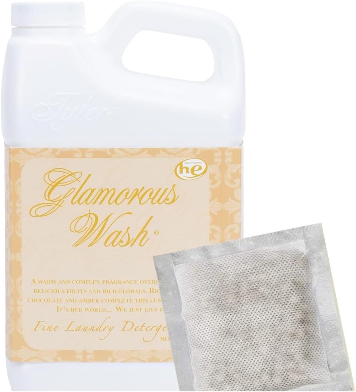 Tyler Candle il Company, Diva Gallon Wash Laundry Detergent, 128 Fl oz (Pack of 1) /w Dryer Sachet Single Pouch xl
