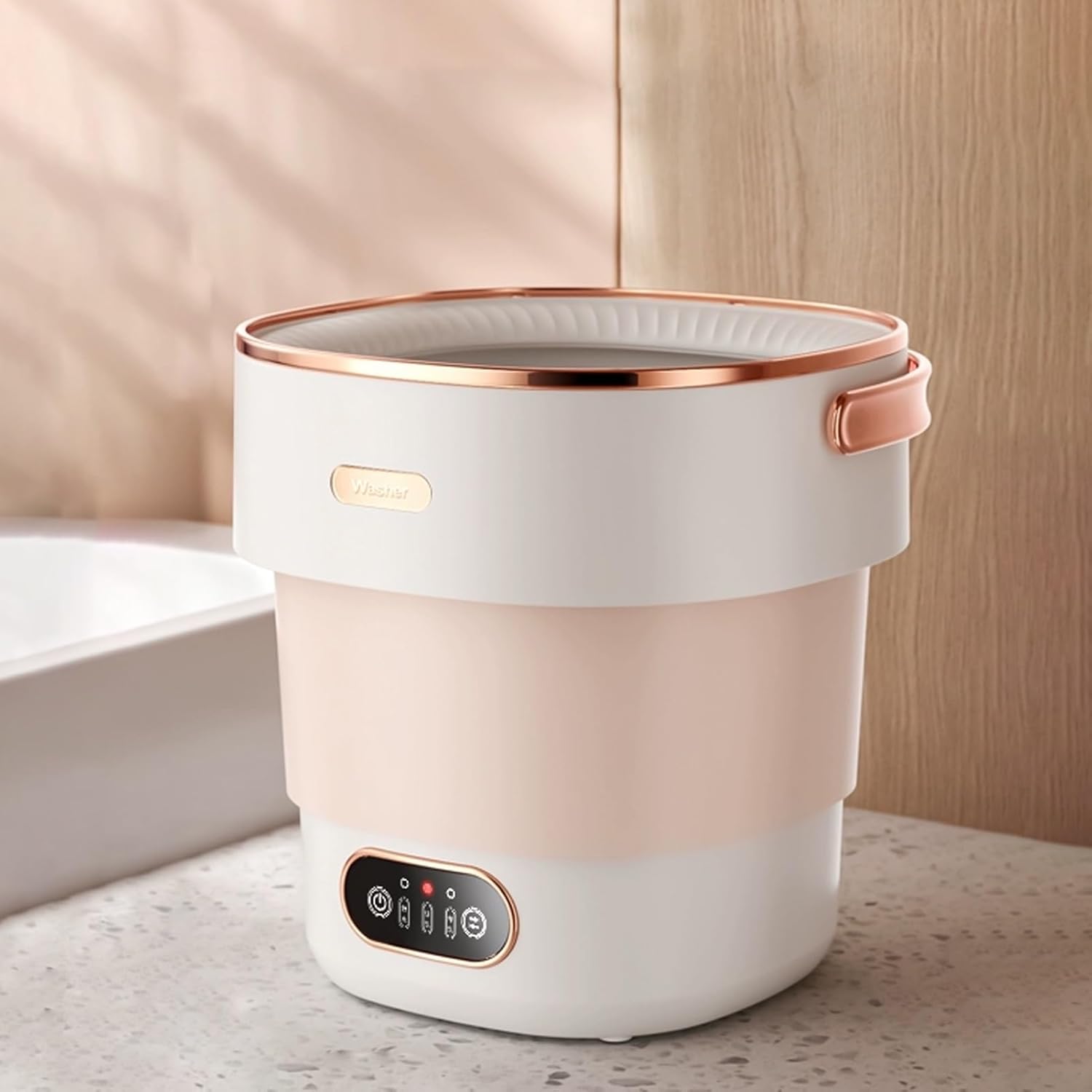 Mini Portable Washing Machine, Foldable Washer and Dryer, Upgraded Small Collapsible Washing Machine, Deep Cleaning Of Underwear,Baby Clothes,or Small Items, for Apartment,Camping,Travel(Pink)