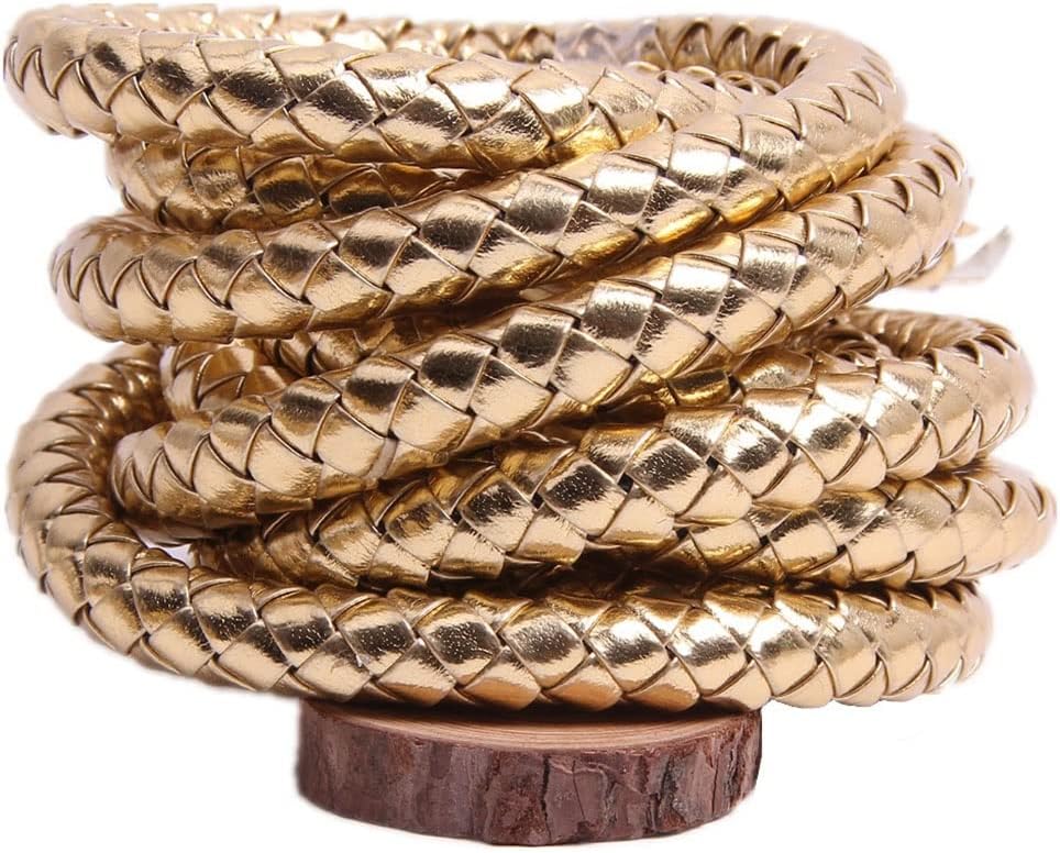 Premium PU Braided Cord,for Jewelry & Crafts - 10/12mm Diameter, 5/100m Length,Fade-Resistant DIY Rope,for Bracelets, Bags & Accessories(Gold,12mm 100m)