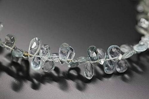 1 strand blue moss aquamarine pear drop faceted 4'' long strand gemstone beads, jewelry supplies for jewelry making, bulk beads, for meditation jewellery gemstone 7mm to 8mm