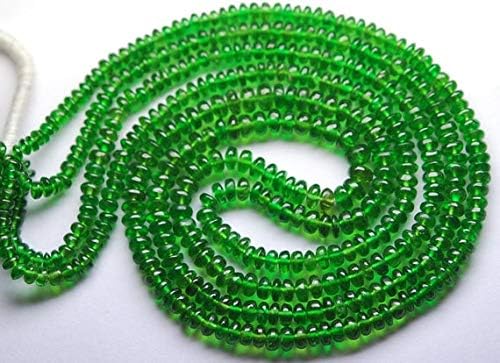 13 inch natural beads strand of 3-4mm smooth rondelle chrome diopside gemstone beads for DIY jewelry - necklace, bracelet, earring, ring.