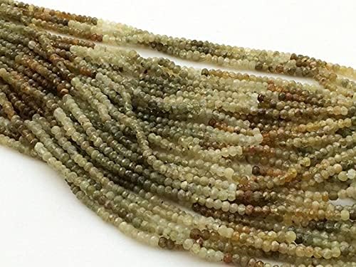 1 Strand Natural Grossular Garnet, Green Garnet Faceted Rondelles, Vessonite Beads, Grossular Garnet Israeli Beads, 3.5-4mm, 13 Inch