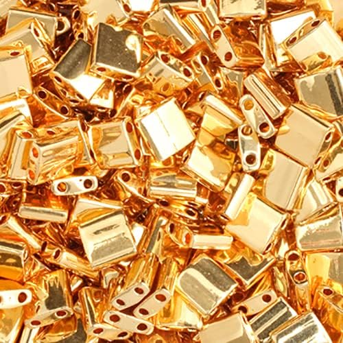 Beads 5x5mm 2 Hole TL0191B Gold Opaque 50Gms Bulk Bag of Japanese Glass Beads