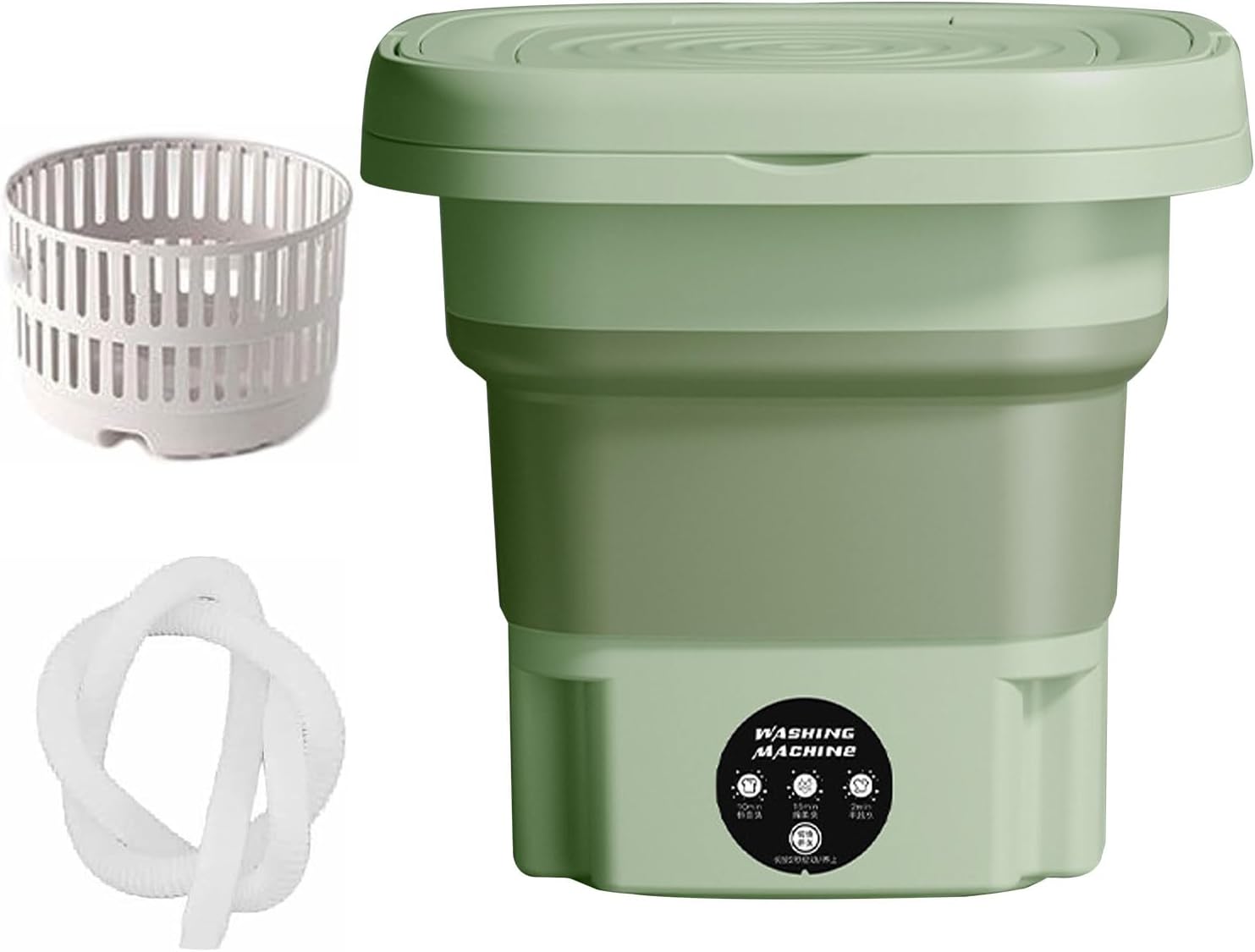 Portable Washer and Dryer Combo, 8L Portable Mini Folding Washer with Blue Light, Small Portable Washing Machine for Apartments, Dorms,RV, Travel Laundry Foldable Washing Machine (Green)