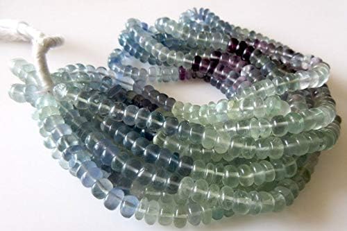 5 Strands Wholesale Rainbow Fluorite Rondelle Beads, Blue Fluorite, Green Fluorite, Purple Fluorite, 7-8mm Beads, 18 Inch Strand