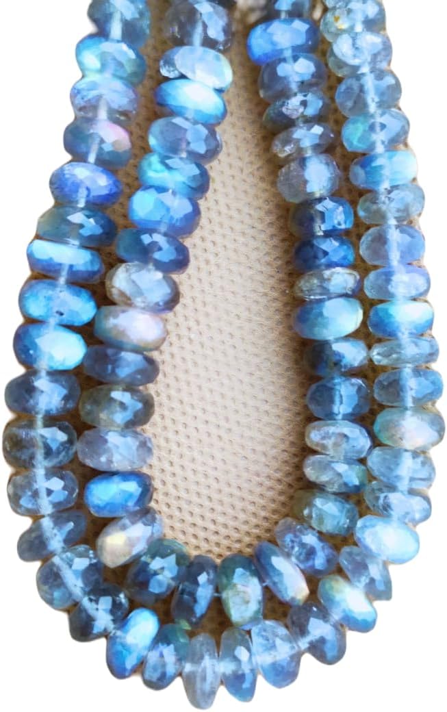 13 inch Strand of Natural gem Labradorite, 7-8mm rondelle Faceted Beads for DIY Jewelry Making. | Beads_05058
