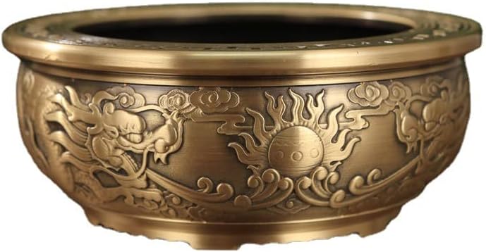 纯铜聚宝盆十二生肖聚宝盆工艺装饰品铜盆金蟾聚宝盆(1PCS 15cm双龙戏珠聚宝盆)