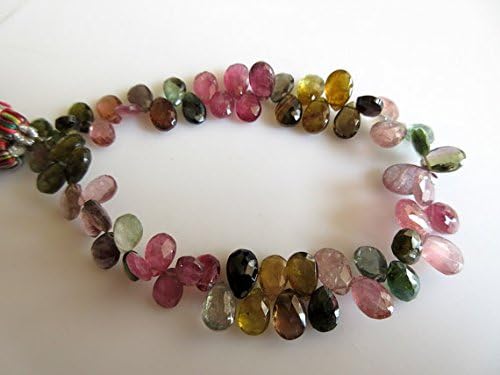 13 inch natural beads strand of 7-9mm faceted pear tourmaline gemstone beads for DIY jewelry - necklace, bracelet, earring, ring.