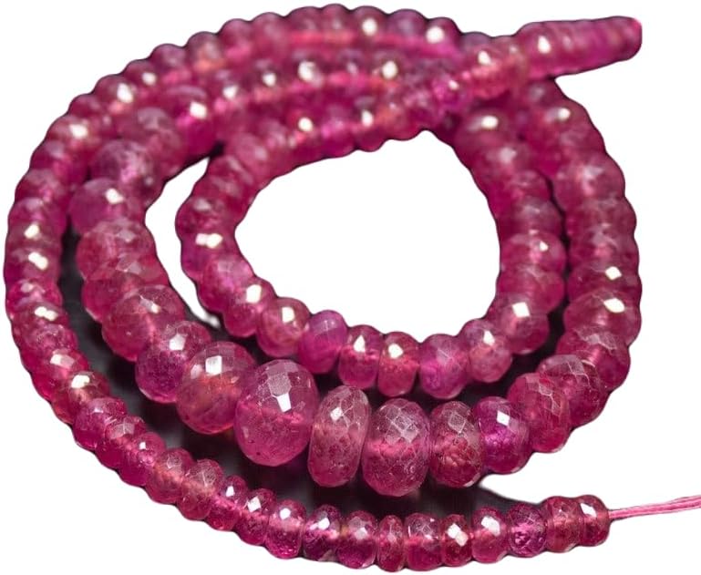 13 inch Strand of Natural gem Pink Sapphire, 9mm Rondelle Faceted Beads for DIY Jewelry Making. | Beads_06381