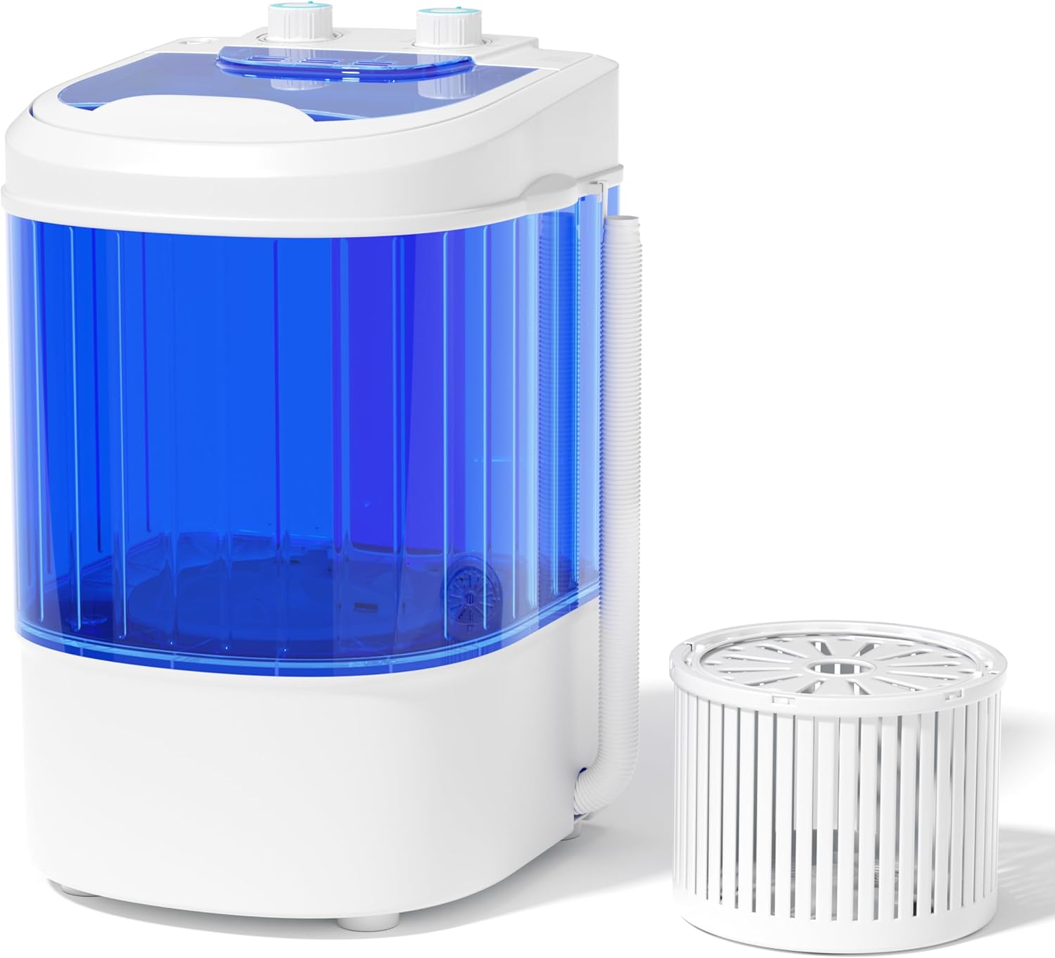 Greenvelly Portable Washing Machine, 6.6lbs Single Tub Small Laundry Washer with Spin Basket, Semi-automatic Washer Machine for Apartment, Dorms, RV, Home (Blue)