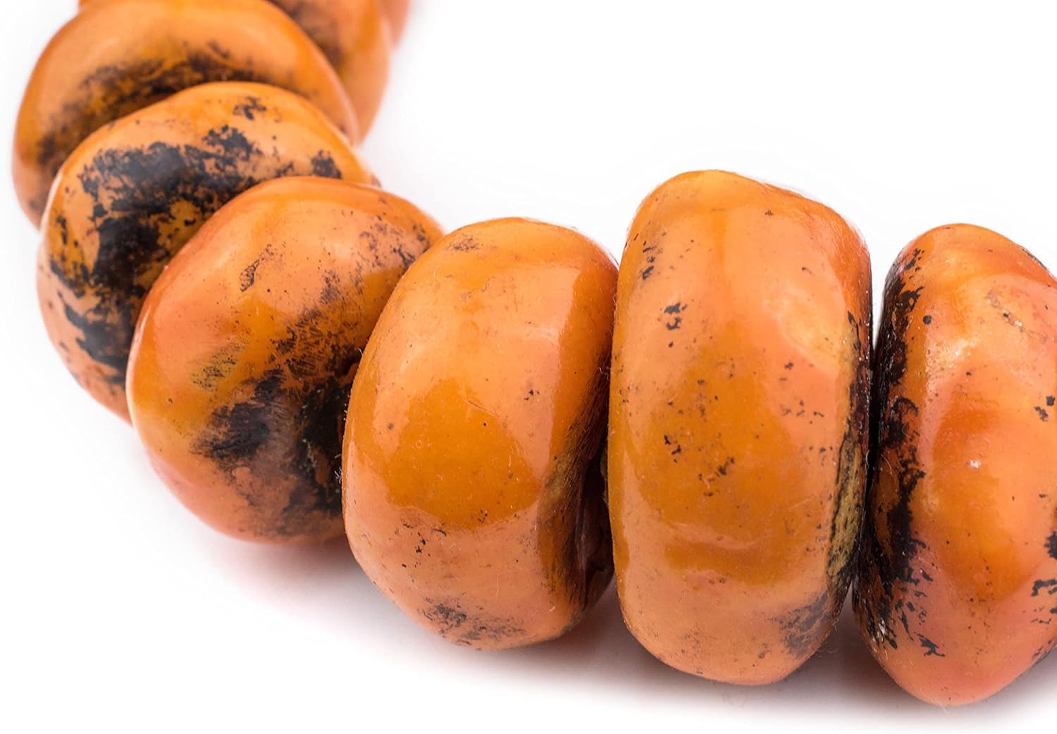 The Bead Chest Tangerine Moroccan Resin Beads Extra Large 37mm Morocco African Orange Round Large Hole 38 Inch Strand Handmade