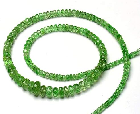 Natural Gemstone Tsavorite Faceted 3 to 9MM Big Size Rondelle Beads 19 Inch Full Strand Very Rare Gem Beads Necklace Green Garnet