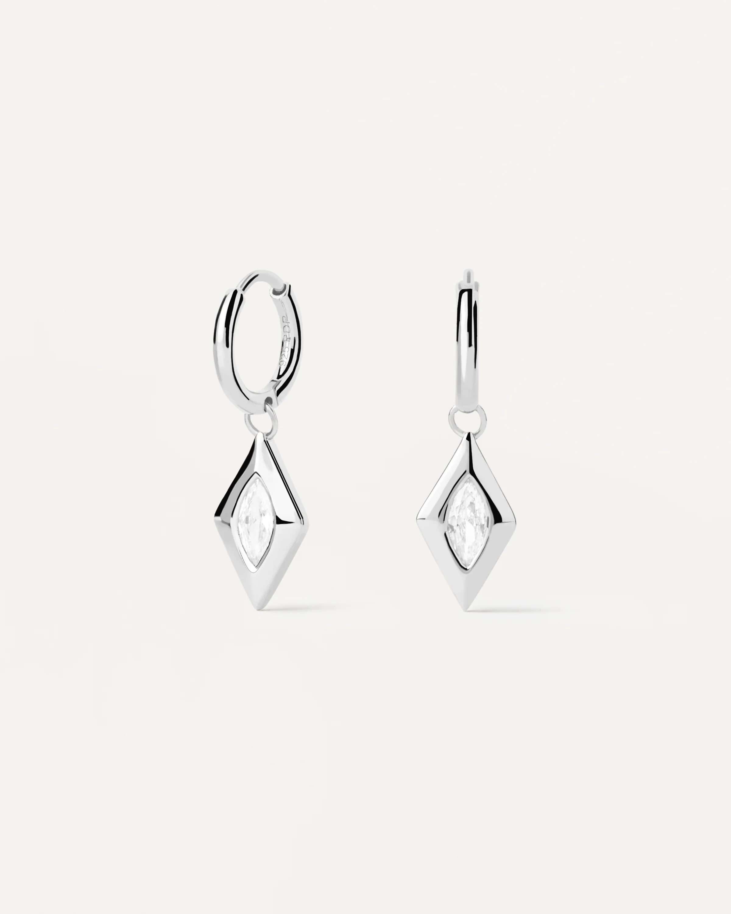Kate Drop Silver Hoops