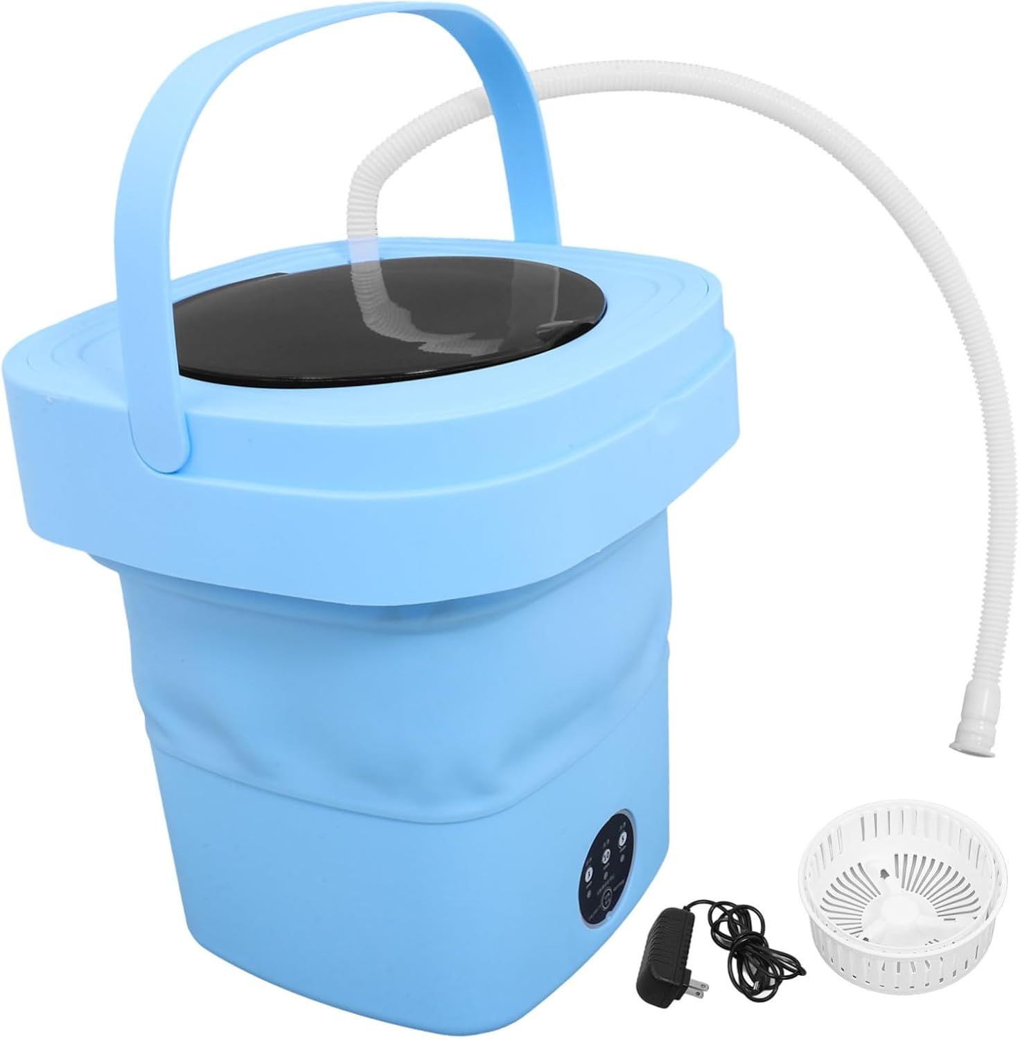 LIFKOME Foldable Mini Portable Washing Machine with Drain Basket and US Plug Compact Electrical Washer for Small Apartments Dorms Travel and RV Use
