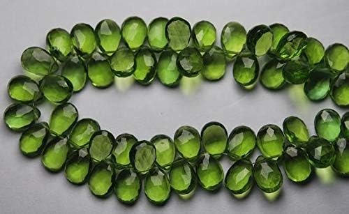Full 8 Inch Strand,PAHIGHOT Green Quartz Pear Shape Briolette, Size 7X10 mm Code-HIGH-54574