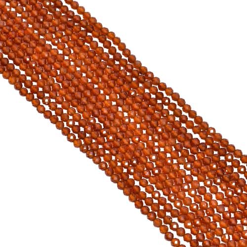 Natural Hessonite Garnet Gemstone Round Faceted Beads 4X4 mm 25 Strand 13