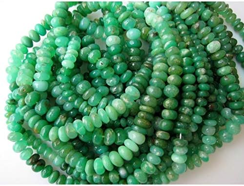 13 inch natural beads strand of 7mm smooth rondelle shaded chryosprase gemstone beads for DIY jewelry - necklace, bracelet, earring, ring.