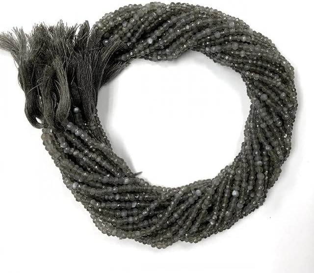 Gray Moonstone Untreated Gemstone Faceted Rondelle Beads 3-4MM 13 inch Strands- Jewelry Making Supplies CHIK-STNRD-26708