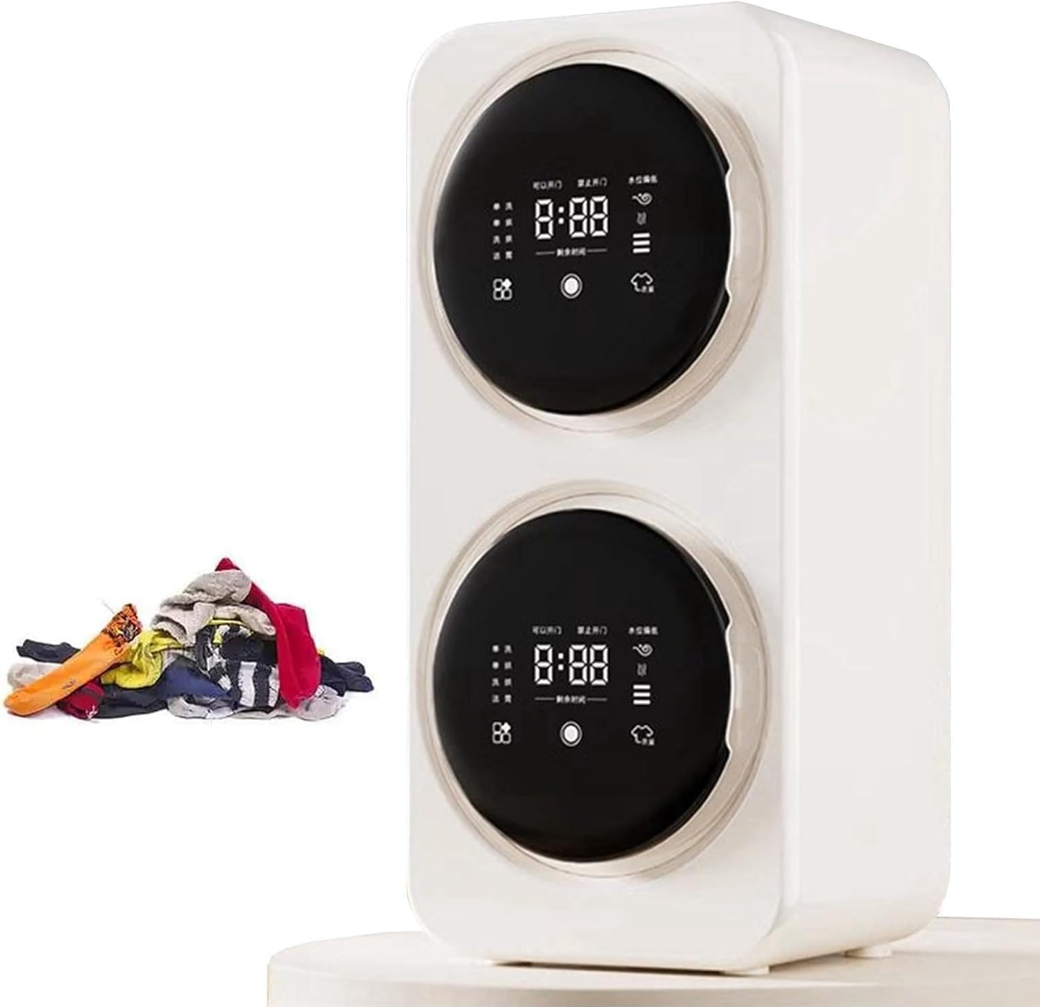 Twin-Drum Mini Washer and Dryer Combo 304 Stainless Steel Inner Tub – Portable 2-in-1 Laundry System, 45dB Ultra-Quiet Motor and Built-In Water Filter for Baby Clothes