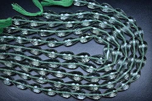 Green Amethyst Faceted Tear Drops Tap Drill Briolette Beads 13-16mm 10 Inch Strand Code-HIGH-58914
