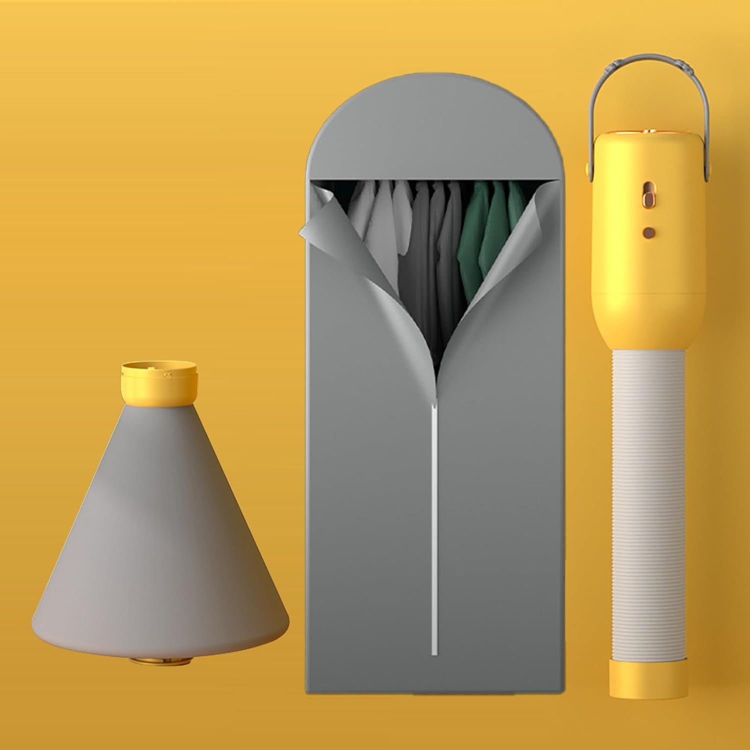 Portable Clothes Dryer, Drying Machine, Compact Dryer Machine, Dryer Low Noise and High Safety, Waterproof Cloth Cover, Drying Rack for Underwear, Baby Clothes Yellow