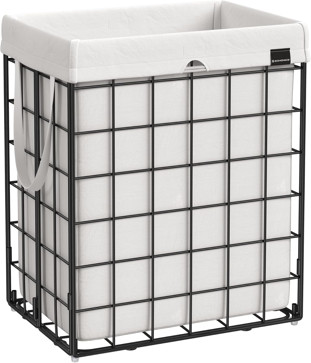 SONGMICS Laundry Hamper, 23.8 Gal. (90L) Laundry Basket, Collapsible Clothes Hamper, Black and White ULCB190W01