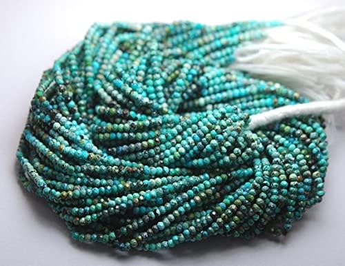 13 Inches Strand,Natural Arizona Turquoise Faceted Rondelles,Size 2.60mm