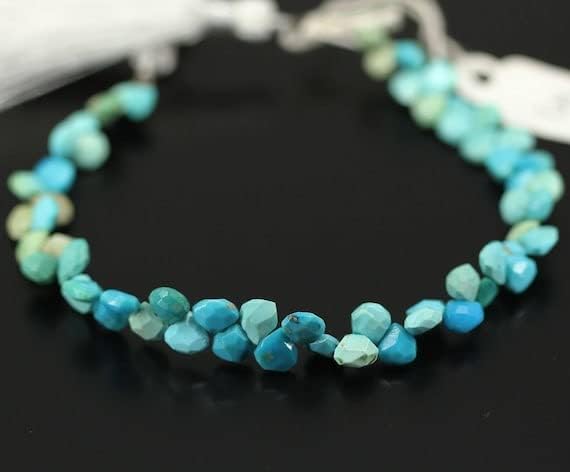 BEADS GEMSTONE 2 Strand Blue Arizona Turquoise Faceted Heart Drop Gemstone Loose Beads Strand 8 Inch Long 7mm 6mm Code-HIGH-21054