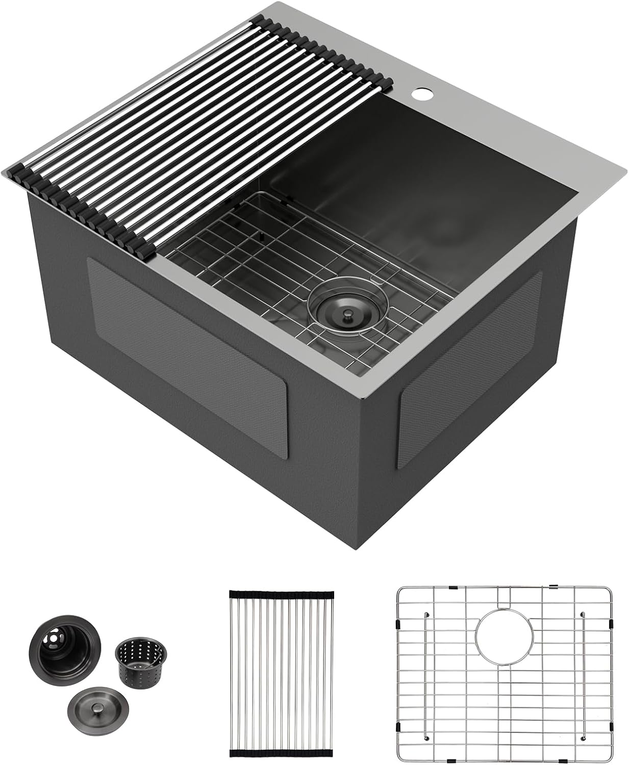 25 Drop In Laundry Sink 25x22x13 Inch Black Laundry Utility Sink Drop In Topmount Single Bowl 16 Gauge Stainless Steel Above Counter Kitchen Laundry Room Sinks